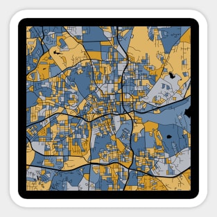 Winston-Salem Map Pattern in Blue & Gold Sticker